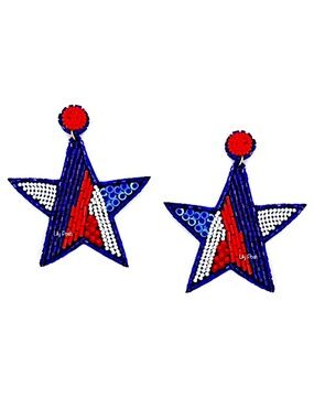 Lily Posh Star Earring, Statement Red White Blue Star Earring